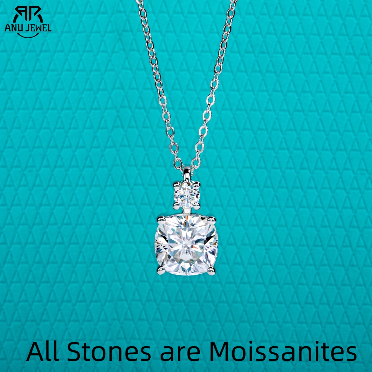 Ansi Chain - AnuJewel 2ct/2.5ct Yastık Kesim Mozanit Kolye
